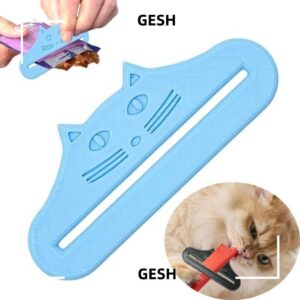 เกช ที่บีบรักษาแมวรูปร่างแมวกันน้าช้อนป้อนขนมแมวแบบพกพานามาใช้ใหม่บีบเครื่องมือปรับอาหารแมวกระเป๋าคั้นซอสเนื้อแพ็ค