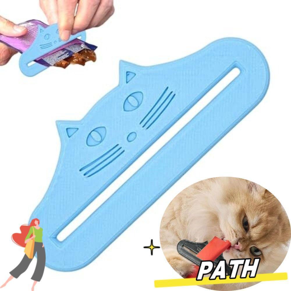 PATH ที่บีบรักษาแมว ช้อนป้อนขนมแมวกันน้ารูปแมว เครื่องมือบีบอเนกประสงค์นากลับมาใช้ใหม่ได้แบบปรับได้กระเป๋าใส่อาหารแมวที่คั้นซอสเนื้อแพ็ค