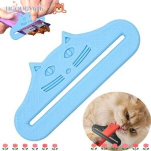 HGOUGVT Cat Treat Squeezer Cat Shape กันน้า Cat Treat Feeder ช้อนแบบพกพาปรับReusable Squeezer อาหารแมวกระเป๋า Squeezer สาหรับแมวอาหารสัตว์เลี้ยงเหลว