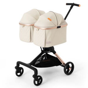 Toodan Twin Pet Cart Outing Double Dog Stroller พับที่นั่ง DoubleLayer รถเข็นสัตว์เลี้ยงแมวสุนัขขนาดเล็ก