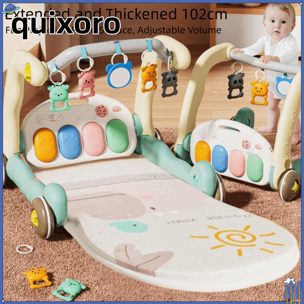 QUIXORO เด็กเปียโนฟิตเนสกรอบการศึกษา MultiFunctional Early Education กิจกรรมของเล่นเหยียบเกม Pad Walker เหยียบเปียโนฟิตเนส Rack 0 ถึง 3 เดือน