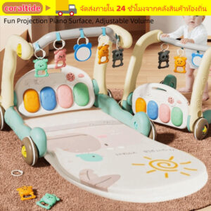 CORALTIDE เปียโนเด็กฟิตเนสกรอบการศึกษาอเนกประสงค์ Early Education ของเล่นกิจกรรม Early Education ของเล่นเหยียบแผ่นเกม Walker เหยียบเปียโนฟิตเนส Rack เด็กวัยหัดเดิน
