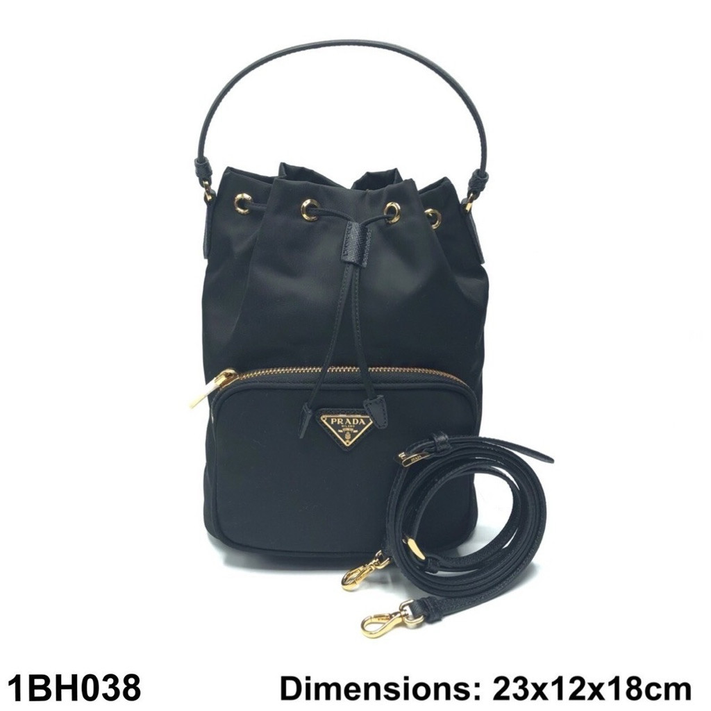พร้อมส่งNew Prada Duet ReNylon bucket bag สีดำรุ่นฮิต ถูกสุด