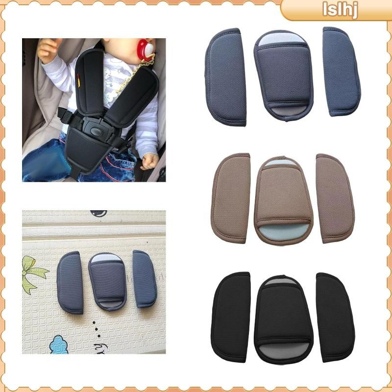 Lslhj 3x สายคล้องไหล่ Universal รถไหล่ Pads ฝาครอบเข็มขัด Pad สาหรับรถที่นั่ง Booster เข็มขัดนิรภัย