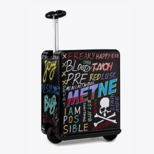 เล่นแสดง Graffiti น้าหนักเบา Retractable Travel 67 ซมกระเป๋าเดินทางไฟฟ้าขี่จักรยาน Travel Boarding กรณีสมาร์ท q