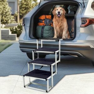 รถบันไดรถไม่ลื่นอลูมิเนียมอัลลอยด์แบบพกพาแบบพกพาได้ 5 ขั้นตอนทางลาดสำหรับเตียงรถบรรทุก SUV