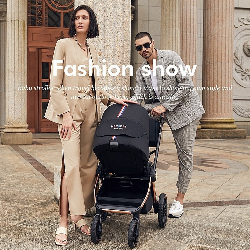 ดาเนินการด้วยตนเอง วันฮากาเดย์ รถเข็นเด็กวันฮากานะสามารถนั่งนอนได้สองทางน้าหนักเบาปุ่มเดียวพับภูมิทัศน์สูง