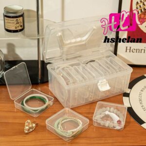 ฮะลัน กล่องเก็บเครื่องประดับ1ชิ้นฝาพับกล่องสร้อยข้อมือใสเครื่องใช้ในบ้านมินิสก์ท็อปการจัดเก็บพลาสติก
