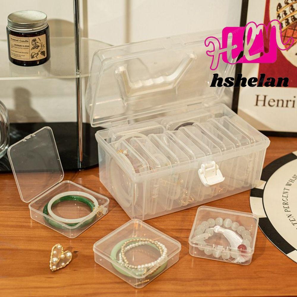 ฮะลัน กล่องเก็บเครื่องประดับ1ชิ้นฝาพับกล่องสร้อยข้อมือใสเครื่องใช้ในบ้านมินิสก์ท็อปการจัดเก็บพลาสติก