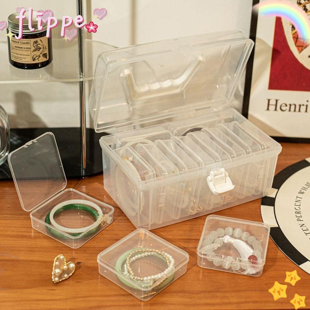 FIPE กล่องเก็บเครื่องประดับ 1 ชิ้น กล่องสร้อยข้อมือฝาพับโปร่งใส ที่เก็บเดสก์ท็อปขนาดเล็กเครื่องใช้ในบ้านพลาสติก