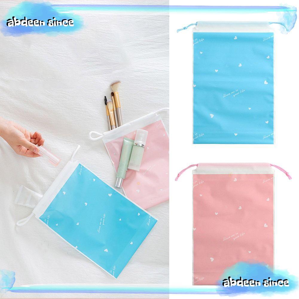 อับเบนซินถุงเก็บสีฟ้าสีชมพูกันน้า เชือกรูด ถุงบรรจุภัณฑ์สร้างสรรค์ลายหัวใจความจุขนาดใหญ่หนากระเป๋าเดินทางรองเท้าเสื้อผ้าเครื่องสาอางของเ