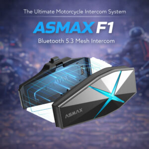 ASMAX F1 Motorcycle Intercom  10Person Mesh Communication Bluetooth 53 Voice Control Noise Cancellation Waterproof Dual Chip Music Sharing Automatic Call Recovery HiFi Sound Quality  Base Dual Set