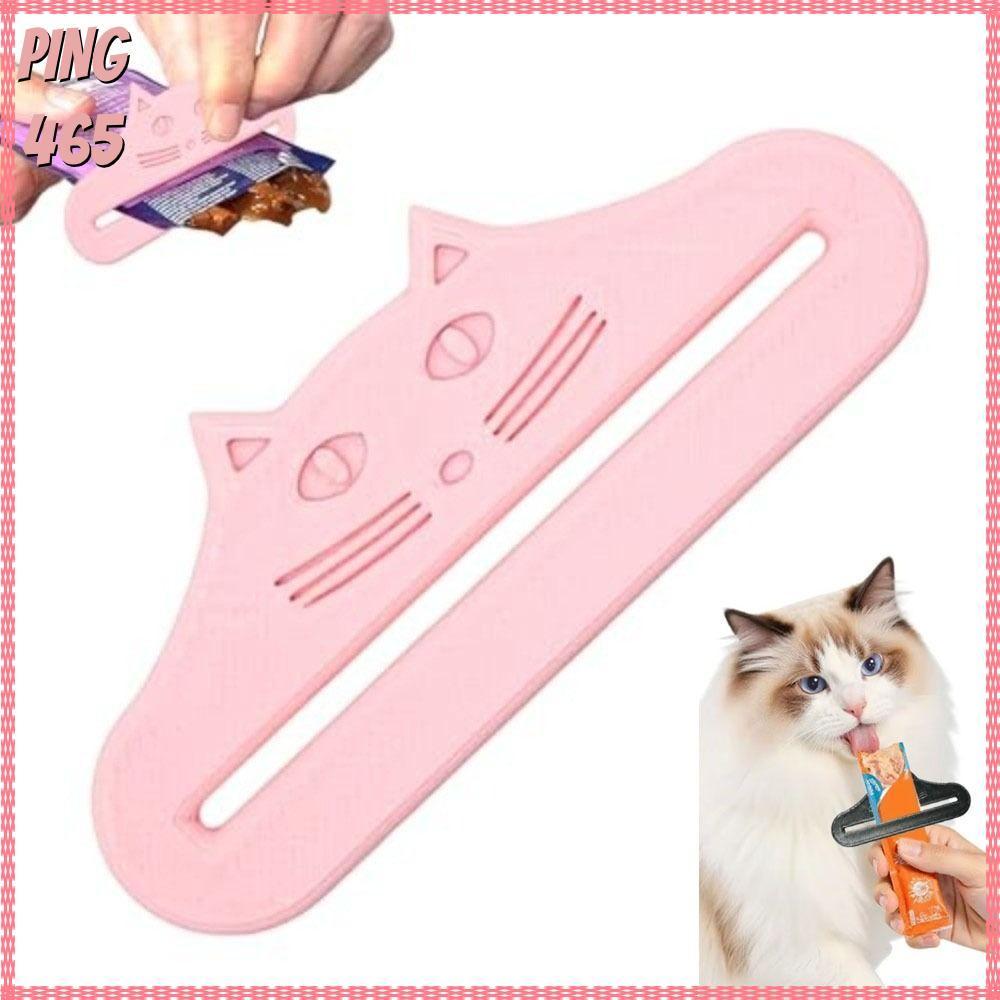 พินจีดี ที่บีบรักษาแมวรูปร่างแมวกันน้าช้อนป้อนขนมแมวแบบพกพาปรับนามาใช้ใหม่บีบเครื่องมืออาหารแมวกระเป๋าคั้นซอสเนื