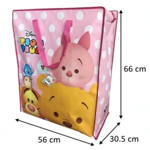 ถุงกระสอบอเนกประสงค์พับได้ ดีไซน์การ์ตูนลายหมีพูล ทรงกล่อง ขนาด 663056 ซม โพลีเอสเตอร์
