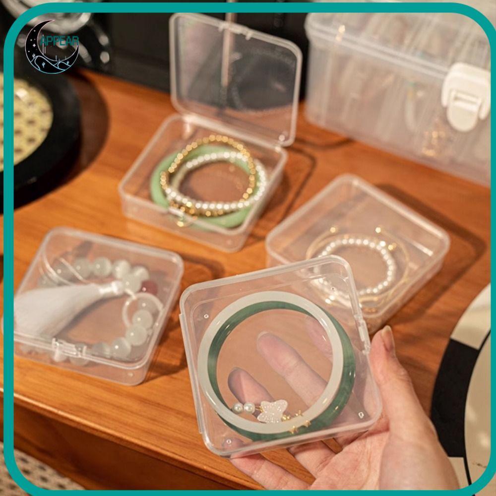 ปรากฏ กล่องเก็บเครื่องประดับ1ชิ้นสก์ท็อปการจัดเก็บพลิกปกกล่องสร้อยข้อมือทนทานมินิเครื่องใช้ในบ้านกันฝุ่นพลาสต