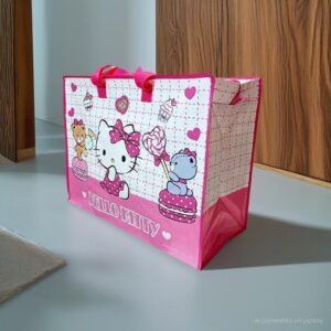 ถุงกระสอบอเนกประสงค์ Hello Kitty สีชมพู ขนาด 502538 ซม ลายน่ารัก ทรงกล่อง พับได้