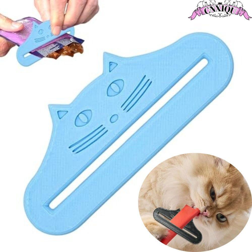 ซีเอ็นซีคิว ที่บีบรักษาแมวรูปร่างแมวกันน้าช้อนป้อนขนมแมวอเนกประสงค์ปรับบีบเครื่องมือนามาใช้ใหม่อาหารแมวกระเป๋าคั้นซอสเนื