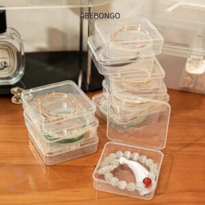 ABEBONGO 1 ชิ้นสร้อยข้อมือกล่องเดสก์ท็อปกล่องเก็บเครื่องประดับโปร่งใสฝาครอบ Mini Home Supplies พลาสติก