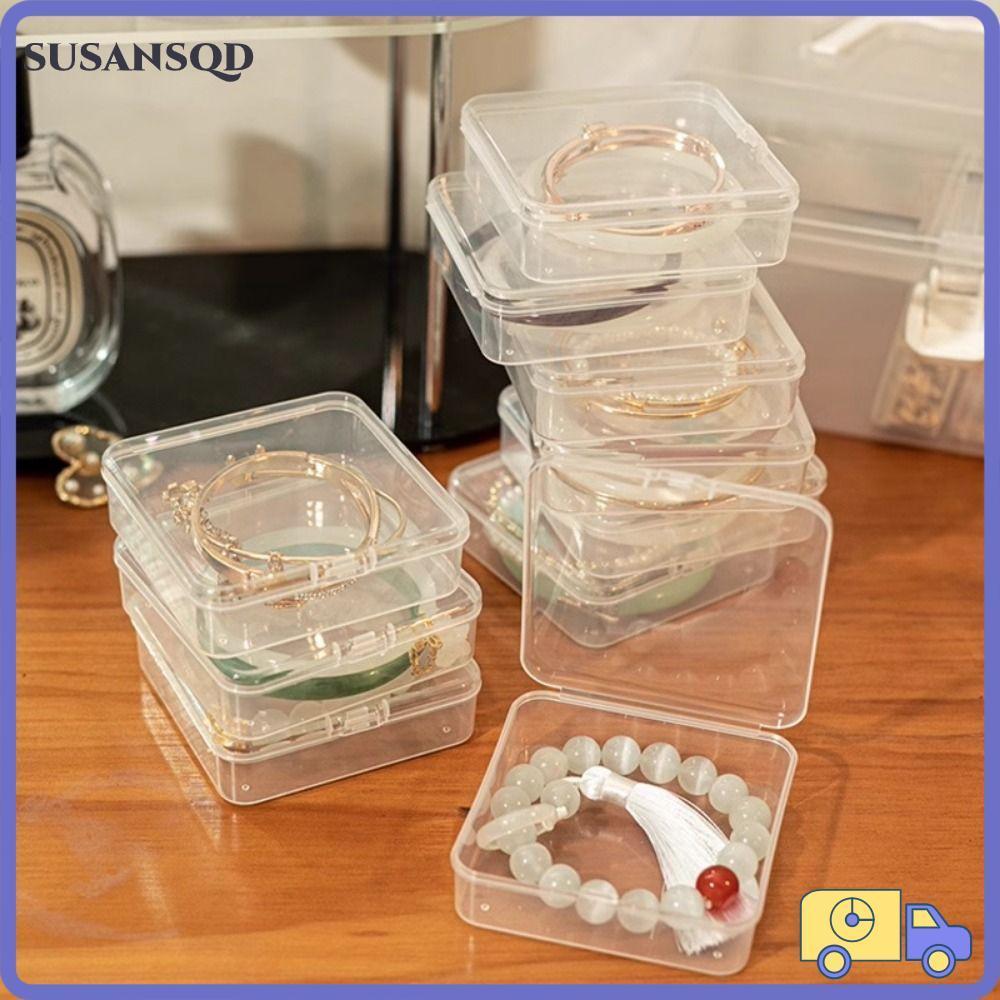 SUSANSQD กล่องเก็บเครื่องประดับ 1 ชิ้น ที่เก็บข้อมูลเดสก์ท็อปกล่องสร้อยข้อมือโปร่งใส ทนทานมินิกันฝุ่นเครื่องใช้ในบ้านพลาสติก