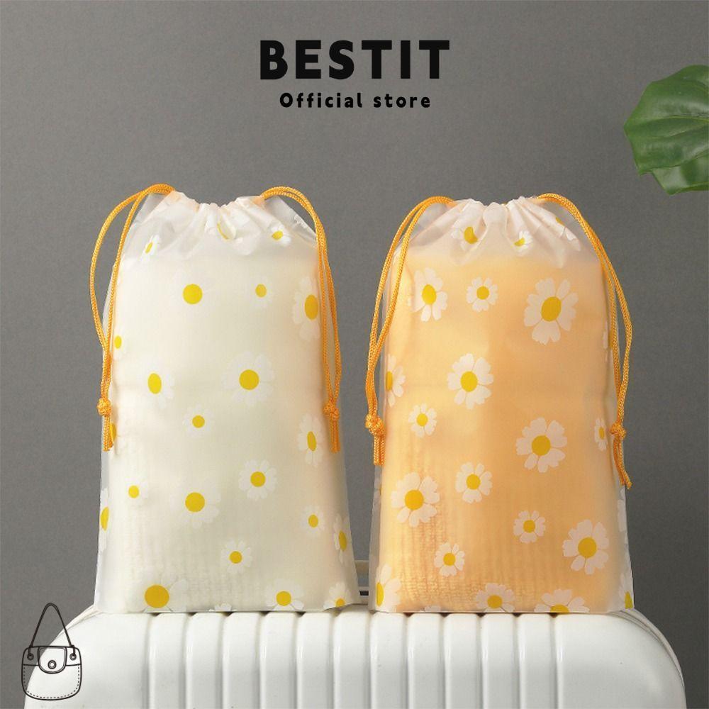 ถุงเก็บรองเท้า BESTIT กระเป๋าหูรูดกันฝุ่นโปร่งใส ทนทานกันน้าการ์ตูน Daisy เสื้อผ้า Classified Travel Shoe Bag TravelBussity Trip