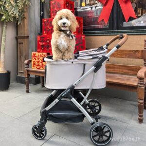 น้าหนักเบาสัตว์เลี้ยง Outing สุนัขขนาดกลางมือ OneButton รถเข็นอัตโนมัติแมวรับรถพับสุนัข Push t5 1RTG