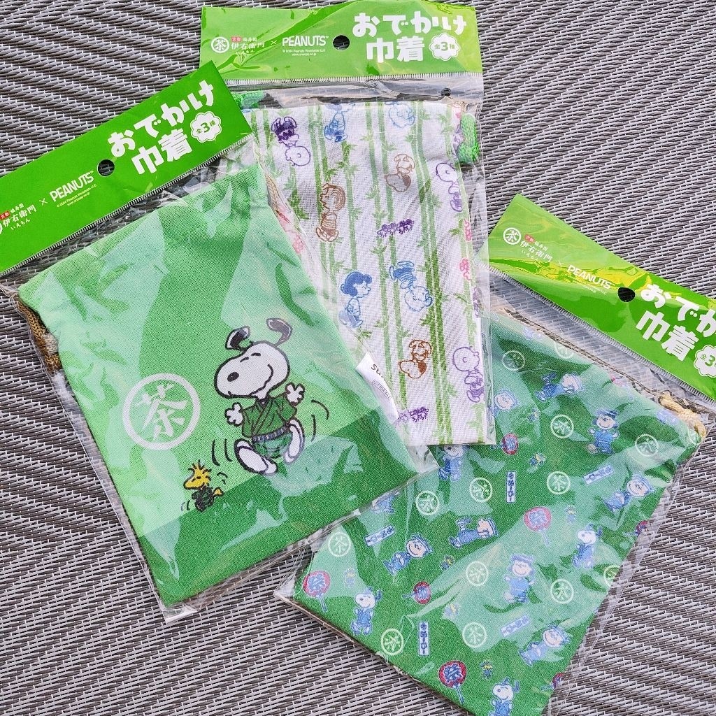 ถุงผ้าเชือกรูด Snoopy Peanuts สนู๊ปปี้ Suntory ของแท้ ญี่ปุ่น Japan
