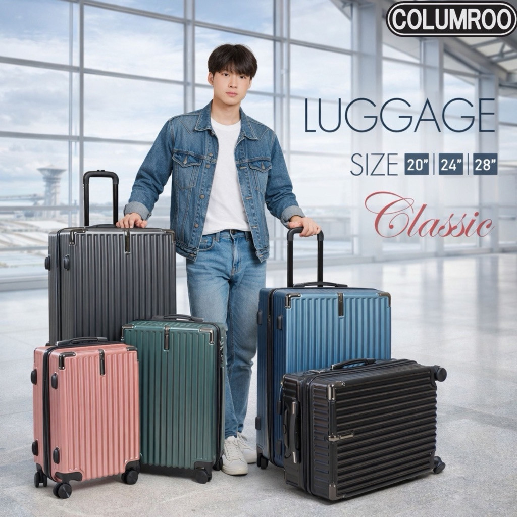 COLUMROO กระเป๋าเดินทางเดินทางโซนเอเชีย วัสดุ ABS ผสม PC เข้ามุมกันกระแทก T050