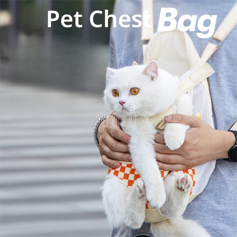 กระเป๋าเป้สะพายหลังสัตว์เลี้ยงแบบพกพาผ้าลินินผ้าฝ้ายหน้าอกกระเป๋าเป้สะพายหลังสี่ขั้นตอนกระเป๋า