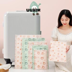 UUMIR ถุงเก็บของ วิชาพลศึกษา กระเป๋าเดินทางขนาดหลายขนาดการเรียงลาดับกระเป๋า สีเขียวสีชมพูอุปกรณ์การเดินทางที่มีคุณภาพสูงซิปปิดผนึกถุง