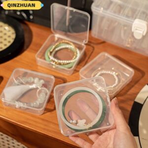 ฉินจวน กล่องสร้อยข้อมือ1ชิ้นเครื่องใช้ในบ้านฝาพับกล่องเก็บเครื่องประดับการจัดเก็บสก์ท็อปฝุ่นมินิพลาสติก