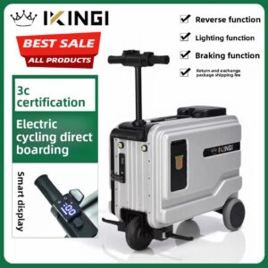 KINGI กระเป๋าเดินทางไฟฟ้าสมาร์ทจอแสดงผล 20L ความจุรถเข็นขี่จักรยาน Travel Boarding สมาร์ท Retractable กระเป๋าเดินทางกระเป๋าเดินทาง