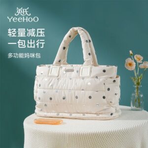 Yings Multifunctional Mommy Bag พาร์ทิชันทางวิทยาศาสตร์กระเป๋าแม่เด็กแบบพกพา Hot Mommy แฟชั่น Outing Mommy Bag Travel Walking Baby Q