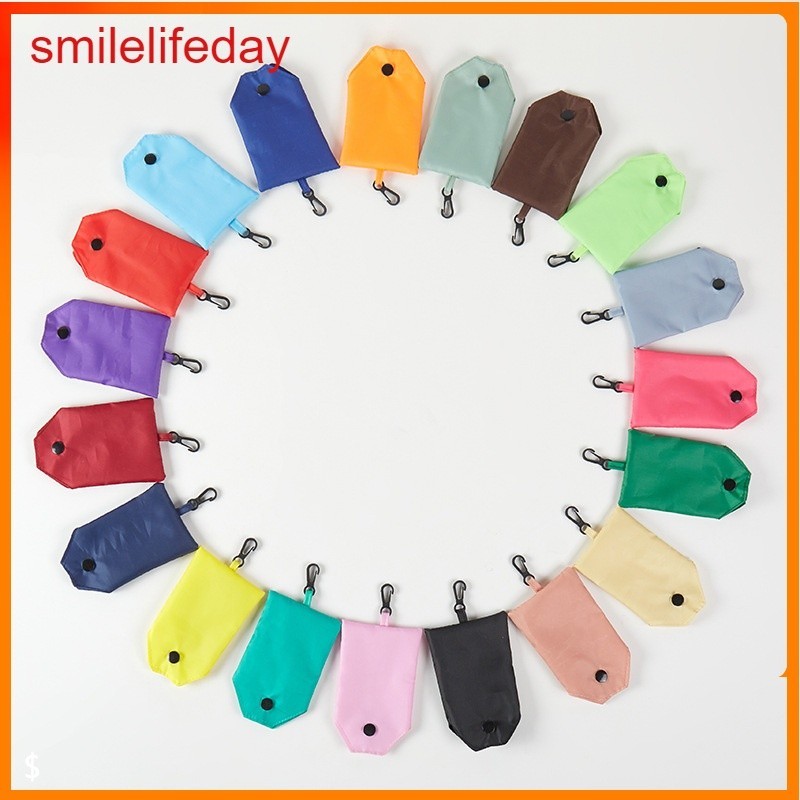 กระเป๋ามือถือโพลีเอสเตอร์สีทึบ พับได้ สำหรับช้อปปิ้งและใช้งานประจำวัน แบบecofriendly