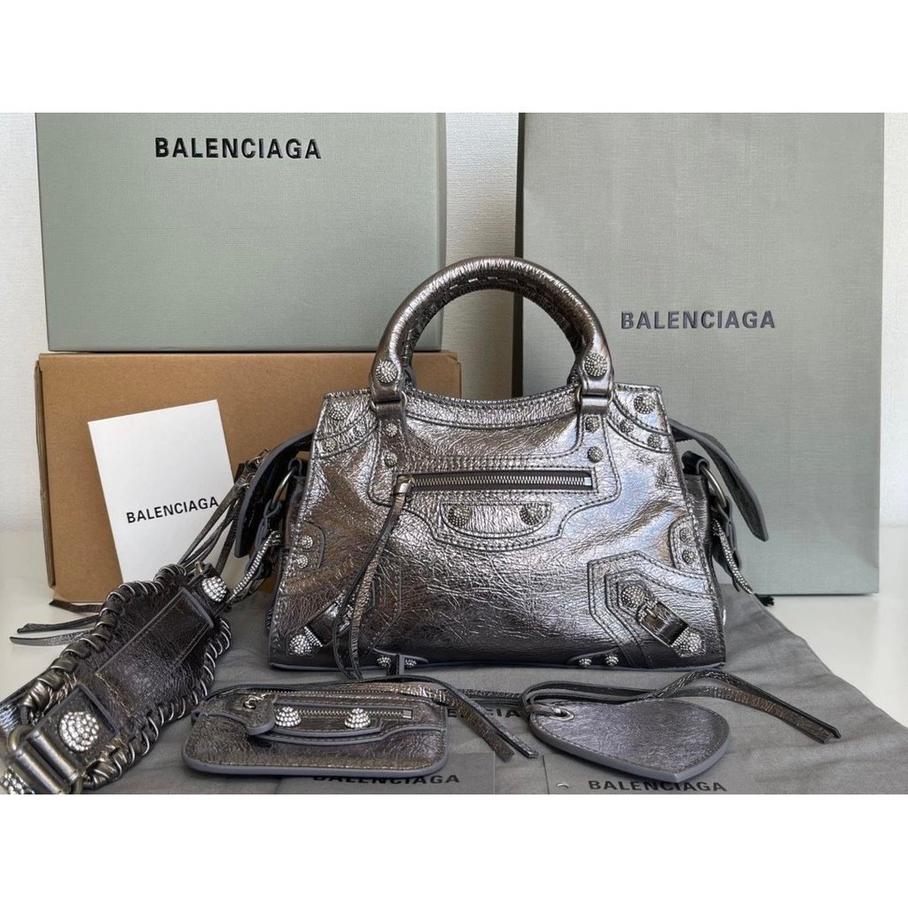 สไตล์ใหม่ Oil Wax Silver Diamond Neo cagole กระเป๋ามอเตอร์ไซค์