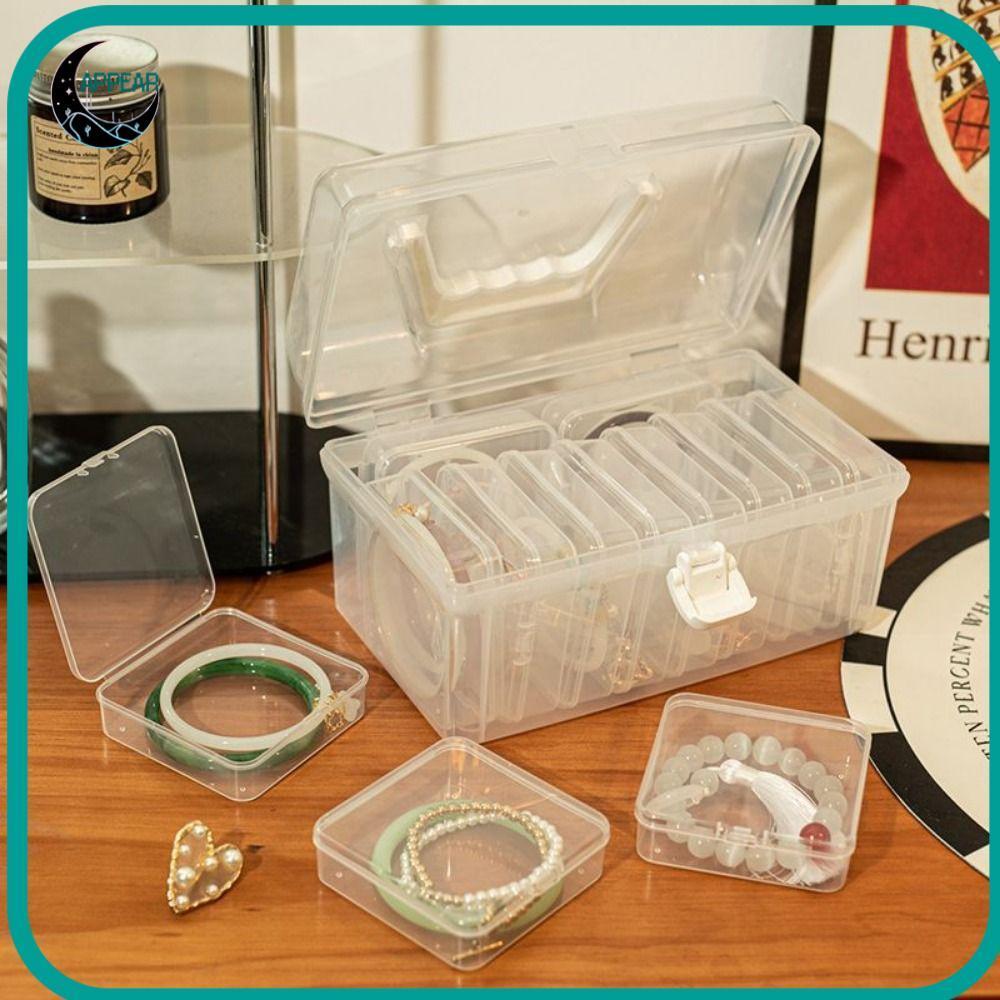 APPEAR กล่องเก็บเครื่องประดับ 1 ชิ้น อุปกรณ์ในบ้านเดสก์ท็อปกล่องเก็บสร้อยข้อมือ พลาสติกฝาพับขนาดเล็กโปร่งใสทนทาน