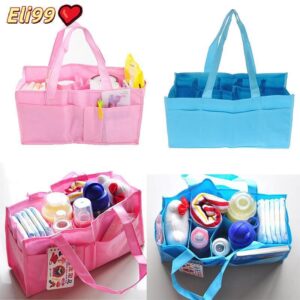 กระเป๋าผ้าอ้อมสำหรับคุณแม่กระเป๋าใส่ผ้าอ้อมพกพาสำหรับเดินทางกลางแจ้งสีฟ้าและสีชมพู