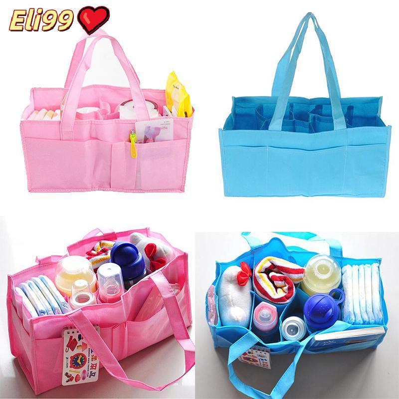 กระเป๋าผ้าอ้อมสำหรับคุณแม่กระเป๋าใส่ผ้าอ้อมพกพาสำหรับเดินทางกลางแจ้งสีฟ้าและสีชมพู