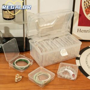 กลศาสตร์0ก 1ชิ้น กล่องสร้อยข้อมือฝาพับเครื่องใช้ในบ้านกล่องเก็บเครื่องประดับมินิสก์ท็อปการจัดเก็บพลาสติกใส