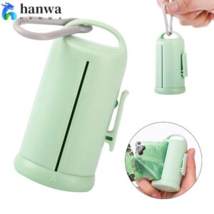 HANWA เครื่องจ่ายถุงเซ่อสุนัข PP PE พร้อมตะขอที่ใส่ถุงขยะลูกสุนัขฉีกขาดเรียบร้อยแบบพกพาหน้าต่างที่มองเห็นได้แขวนคลิปถุงขยะสัตว์เลี้ยงเก็บกลางแจ้ง