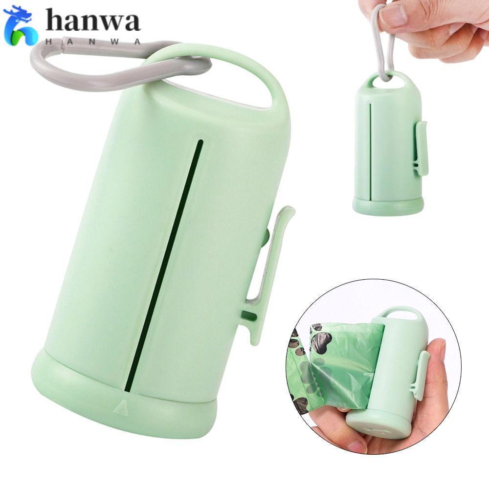 HANWA เครื่องจ่ายถุงเซ่อสุนัข PP PE พร้อมตะขอที่ใส่ถุงขยะลูกสุนัขฉีกขาดเรียบร้อยแบบพกพาหน้าต่างที่มองเห็นได้แขวนคลิปถุงขยะสัตว์เลี้ยงเก็บกลางแจ้ง