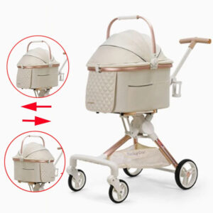 รถเข็นสัตว์เลี้ยงพับได้รถเข็นเด็กตะกร้าเปลี่ยนทิศทางสุนัขขนาดกลางรถเข็นเด็กที่ถอดออกได้แมวสุนัขรถเข็น ค มาถึง ล้อกลางแจ