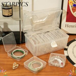 สตาร์ปิค กล่องสร้อยข้อมือ1ชิ้นกล่องเก็บเครื่องประดับเก็บของแบบตั้งโต๊ะแบบใสอุปกรณ์ในบ้านกันฝุ่นมินิพลาสติก