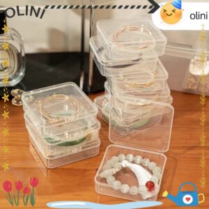โอลินี กล่องสร้อยข้อมือ1ชิ้นการจัดเก็บเดสก์ท็อปกล่องเก็บเครื่องประดับโปร่งใสมินิกันฝุ่นฝาพับพลาสติก