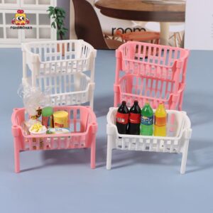 FG 112 Dollhouse Mini อาหารตะกร้าเก็บผลไม้ตุ๊กตา House Staable ตะกร้าตุ๊กตาตกแต่งอุปกรณ์เสริม HS