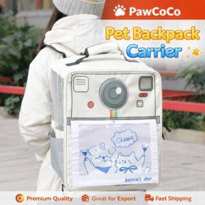 กระเป๋าเป้สัตว์เลี้ยงแบบโพลารอยด์ ความจุใหญ่ หน้าต่างใส สะพายหลังคู่ โครงบนแข็งแรง สำหรับแมว