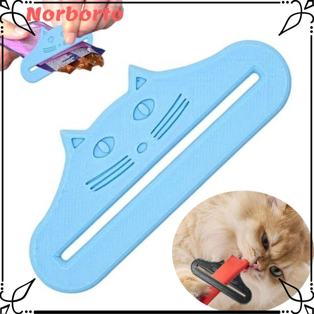 โนโบรโต ที่บีบรักษาแมวรูปร่างแมวกันน้าแมวรักษาป้อนช้อนแบบพกพานามาใช้ใหม่บีบเครื่องมือปรับอาหารแมวกระเป๋าคั้นสาหรับแมวอาหารสัตว์เลี้