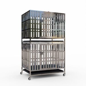 AllSquare Tube DoubleLayer สแตนเลสขนาดใหญ่กรงสุนัขพับได้ที่ถอดออกได้สุนัข House MultiLayer กรง B