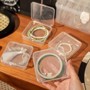 สีดา1ชิ้นกล่องสร้อยข้อมือโปร่งใสเครื่องใช้ในบ้านกล่องเก็บเครื่องประดับทนทานกันฝุ่นพลิกปกมินิพลาสติก