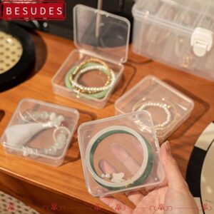 IBESUDES กล่องสร้อยข้อมือ 1 ชิ้น กล่องเก็บเครื่องประดับฝาพับแบบตั้งโต๊ะ พลาสติกกันฝุ่นโปร่งใสขนาดเล็ก