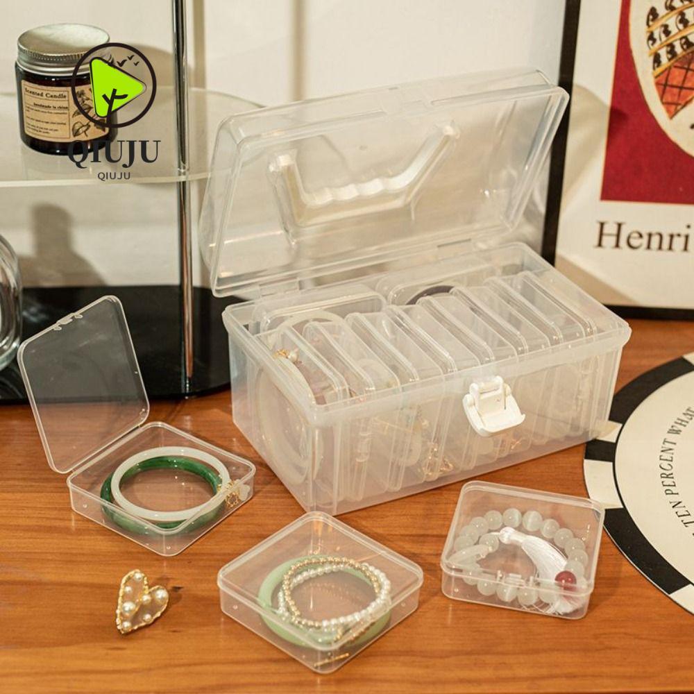 ชิวจู กล่องเก็บเครื่องประดับ1ชิ้นอุปกรณ์ภายในบ้านกล่องสร้อยข้อมือโปร่งใสมินิฝาพับพลาสติกกันฝุ่น